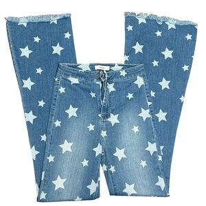 Cello Star Print Flare Jeans Size 3 High Rise Bell Bottom
